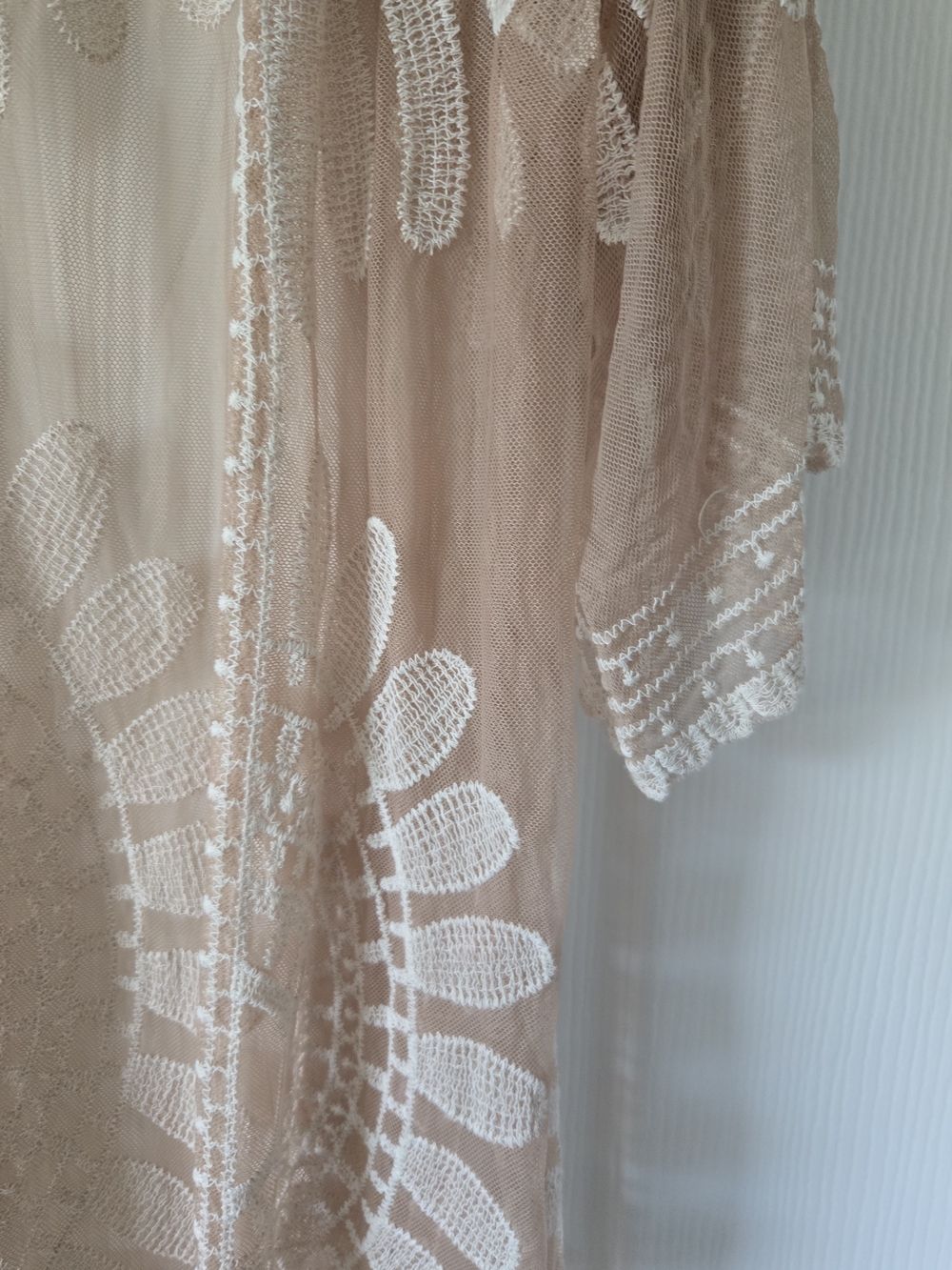 Rebellion Sheer Embroidered Duster in Blush Nude - Picture 2 of 5